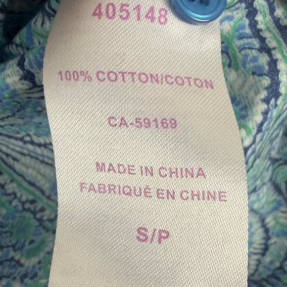 Liberty Art Fabrics Paisley Button Up Shirt Blue Green Cotton Small - Picture 11 of 13